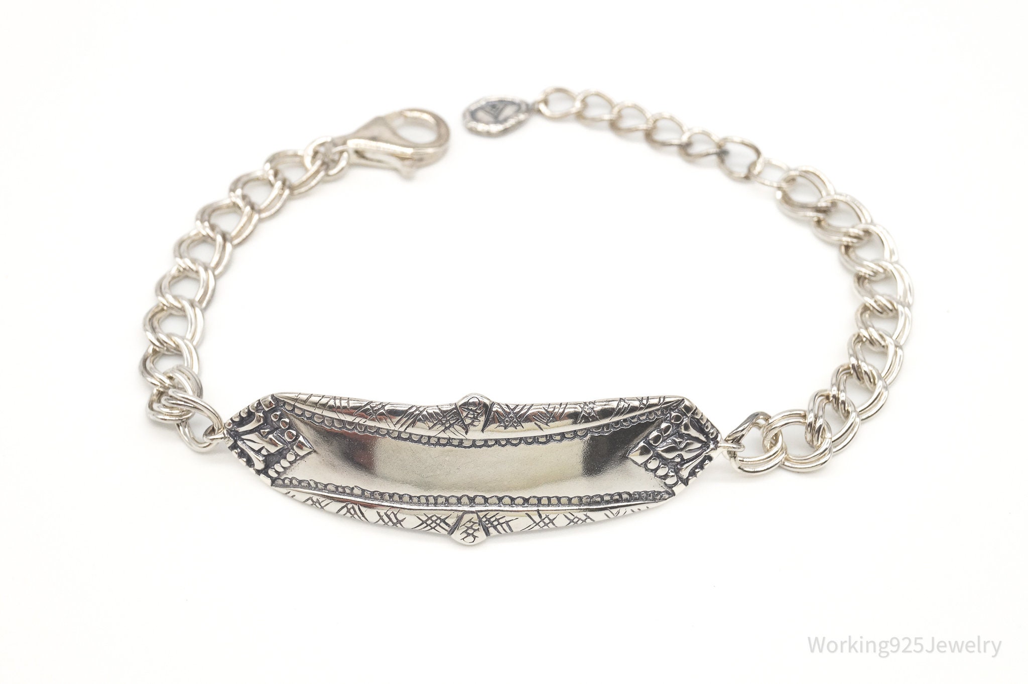 Engravable Bar Link Bracelet, Sterling silver