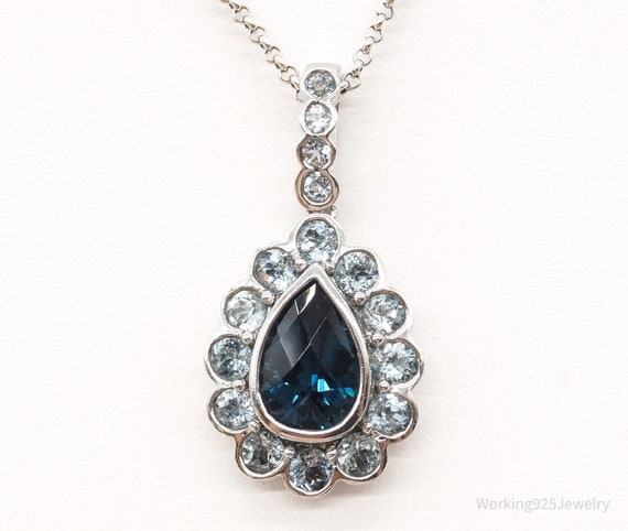 Vintage Blue Topaz Sterling Silver Necklace - image 1