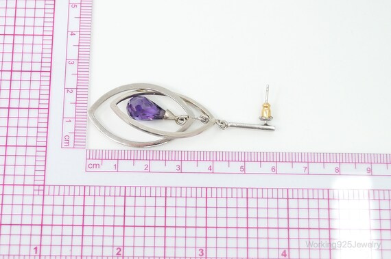 Vintage Amethyst Dangle Sterling Silver Earrings - image 9