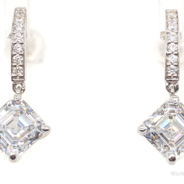 Designer Daniel K Simulated Diamond Rhodium Finish Sterling Silver Earrings