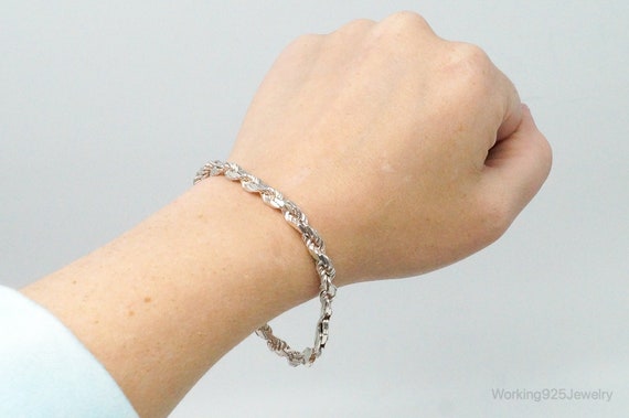 Vintage Italian Rope Chain Sterling Silver Bracel… - image 6