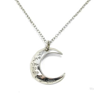 Vintage sterlingzilveren ketting &quot;I Love You To The Moon And Back&quot; 18&quot;