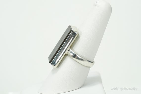 Vintage Large Rectangle Labradorite Sterling Silv… - image 5