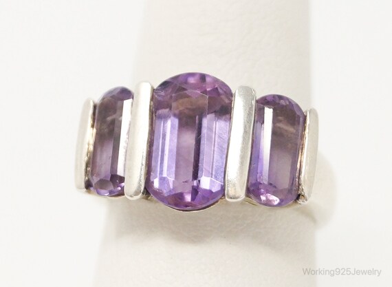 Vintage Art Deco Style Amethyst Sterling Silver R… - image 1