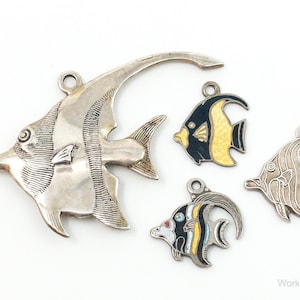 Vintage Antique Ocean Sea Life Moorish Idol Sterling Silver Charms Lot