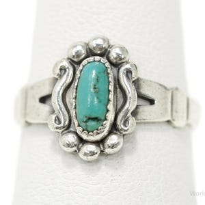 Vintage Native Bell Trading Post Turquoise Sterling Silver Ring - Size 5.25
