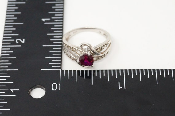 Vintage Ruby Heart Cubic Zirconia Sterling Silver… - image 7
