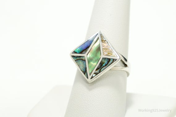 Vintage Paua Abalone Shell Inlay Sterling Silver … - image 2