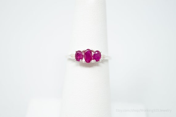 Vintage Art Deco Style Red Ruby Sterling Silver S… - image 3