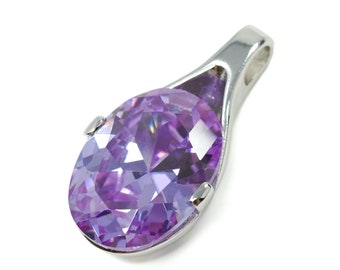Vintage Purple Cubic Zirconia Sterling Silver Pendant