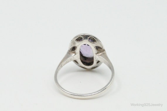 Vintage Modernist Amethyst 830 Silver Ring - Size… - image 5