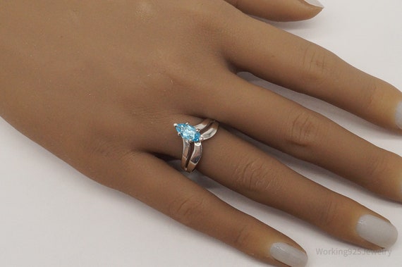 Vintage Designer Blue Topaz Sterling Silver Ring … - image 7