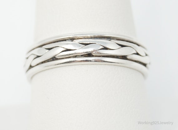 Vintage Weave Braid Rope Sterling Silver Band Ring