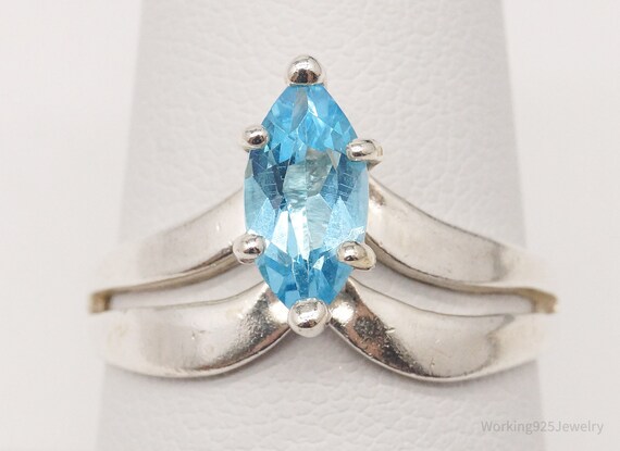 Vintage Designer Blue Topaz Sterling Silver Ring … - image 3