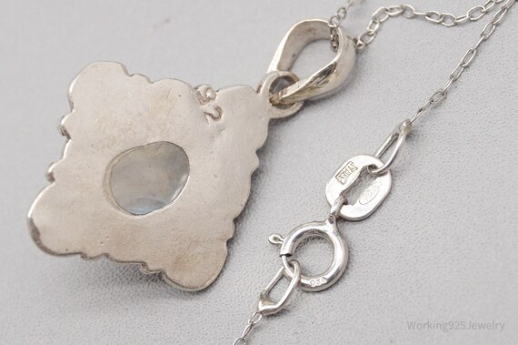 Vintage Moonstone Ornate Sterling Silver Necklace… - image 7