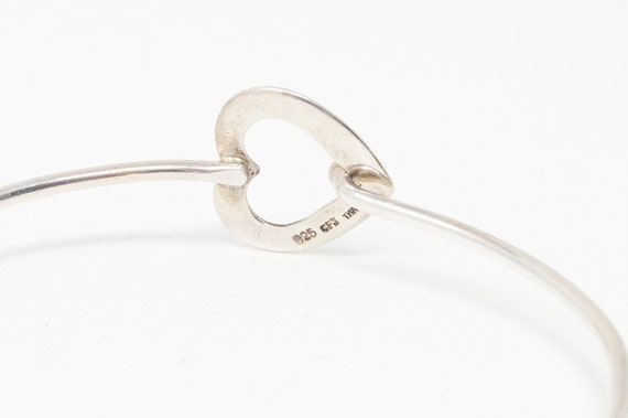 Vintage Open Heart Sterling Silver Bangle Bracelet - image 5