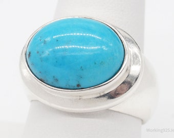 Vintage Designer Espo Signature Turquoise Sterling Silver Ring - Size 9