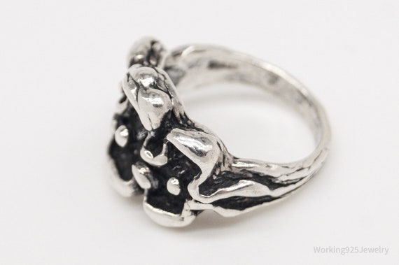 Vintage Brutalist Style Sterling Silver Ring - Si… - image 4