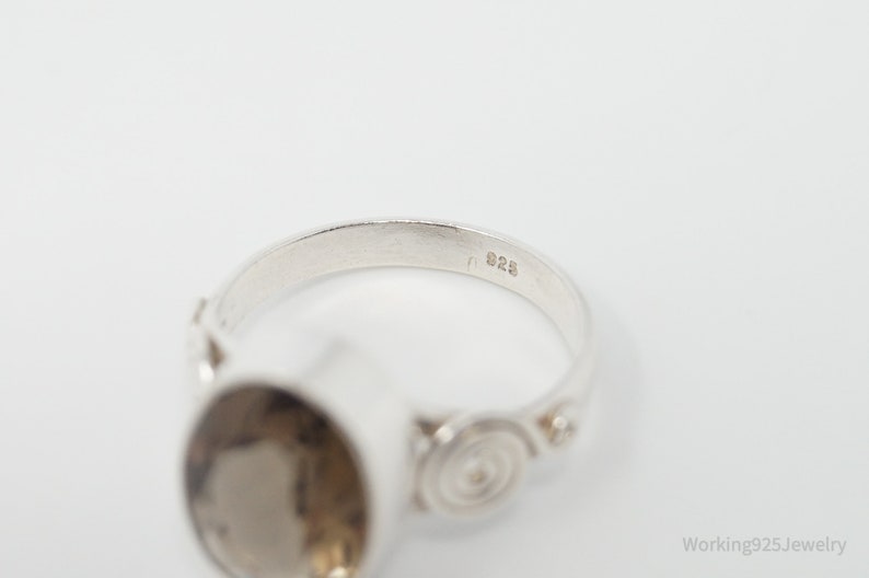 Size 8.5 Vintage Smoky Topaz  Sterling Silver Ring