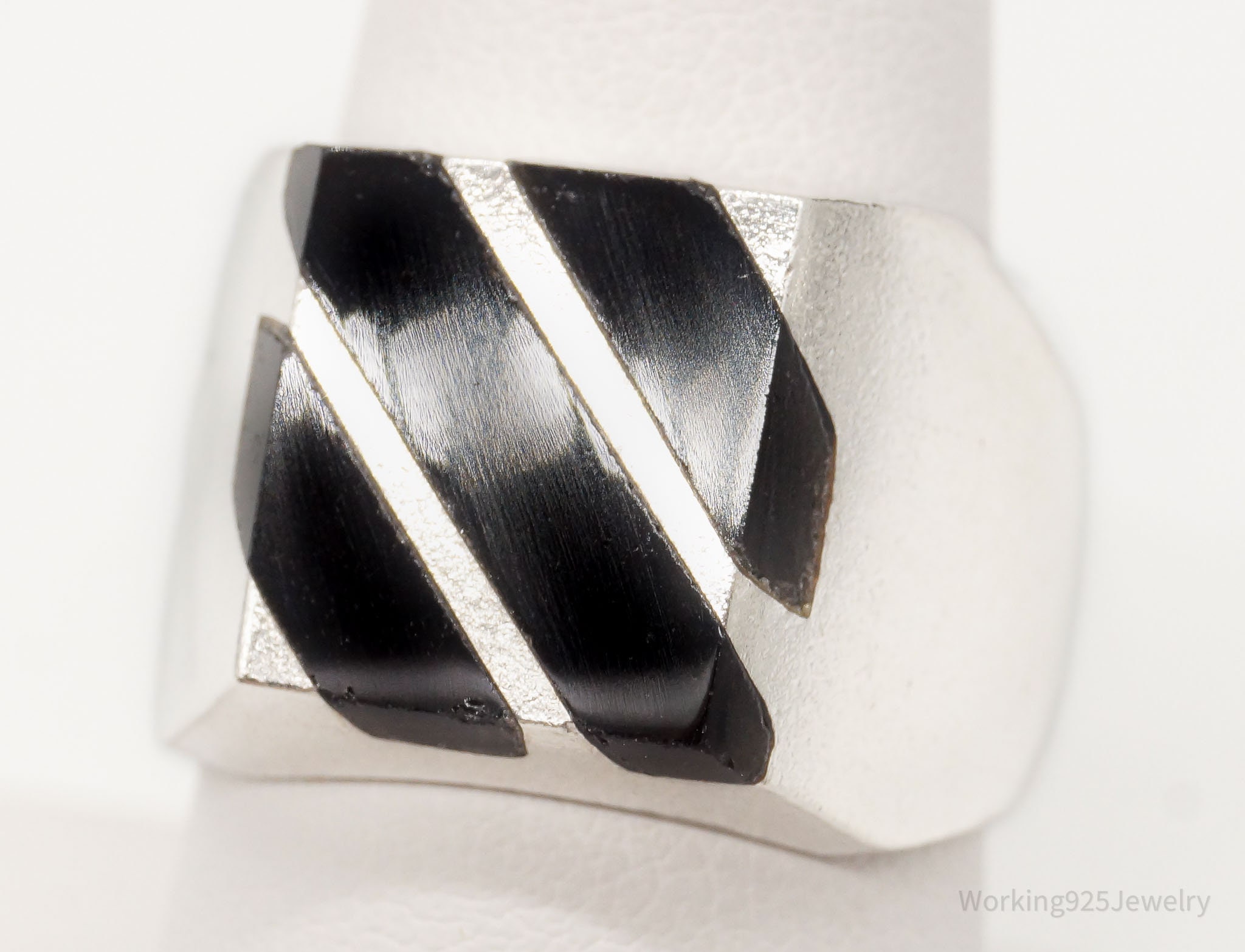 Vintage Heavy Mexico Black Onyx Sterling Silver Ring Size - Etsy