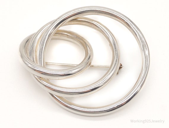 Vintage Modernist Rings Sterling Silver Hollow Pi… - image 1