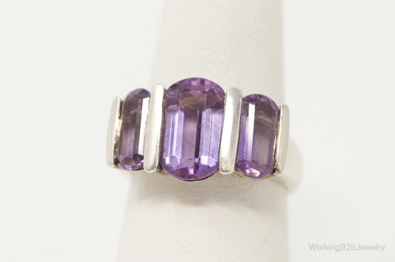 Vintage Art Deco Style Amethyst Sterling Silver R… - image 3