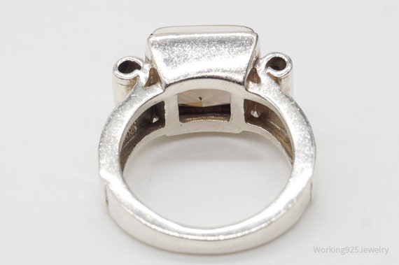 Vintage Large Smoky Topaz Sterling Silver Ring - … - image 6