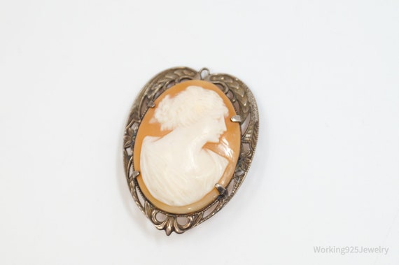 Antique Victorian Shell Cameo Ornate Woman Heart … - image 3