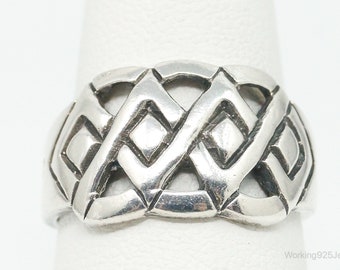 Vintage Knots Design Sterling Silver Band Ring - Size 7.75