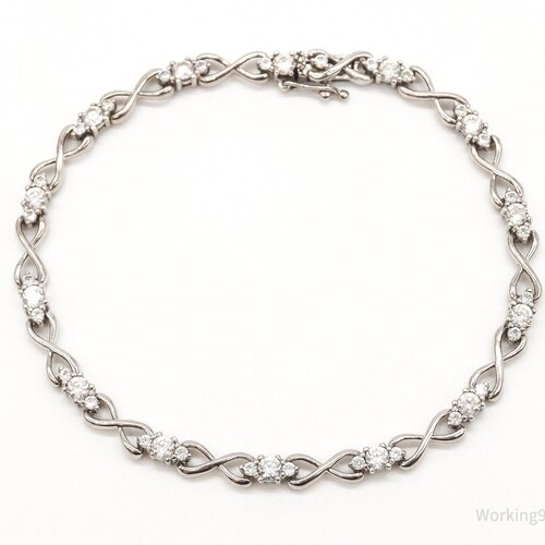 Vintage Cubic Zirconia shops Infinity Sterling Silver Tennis Bracelet