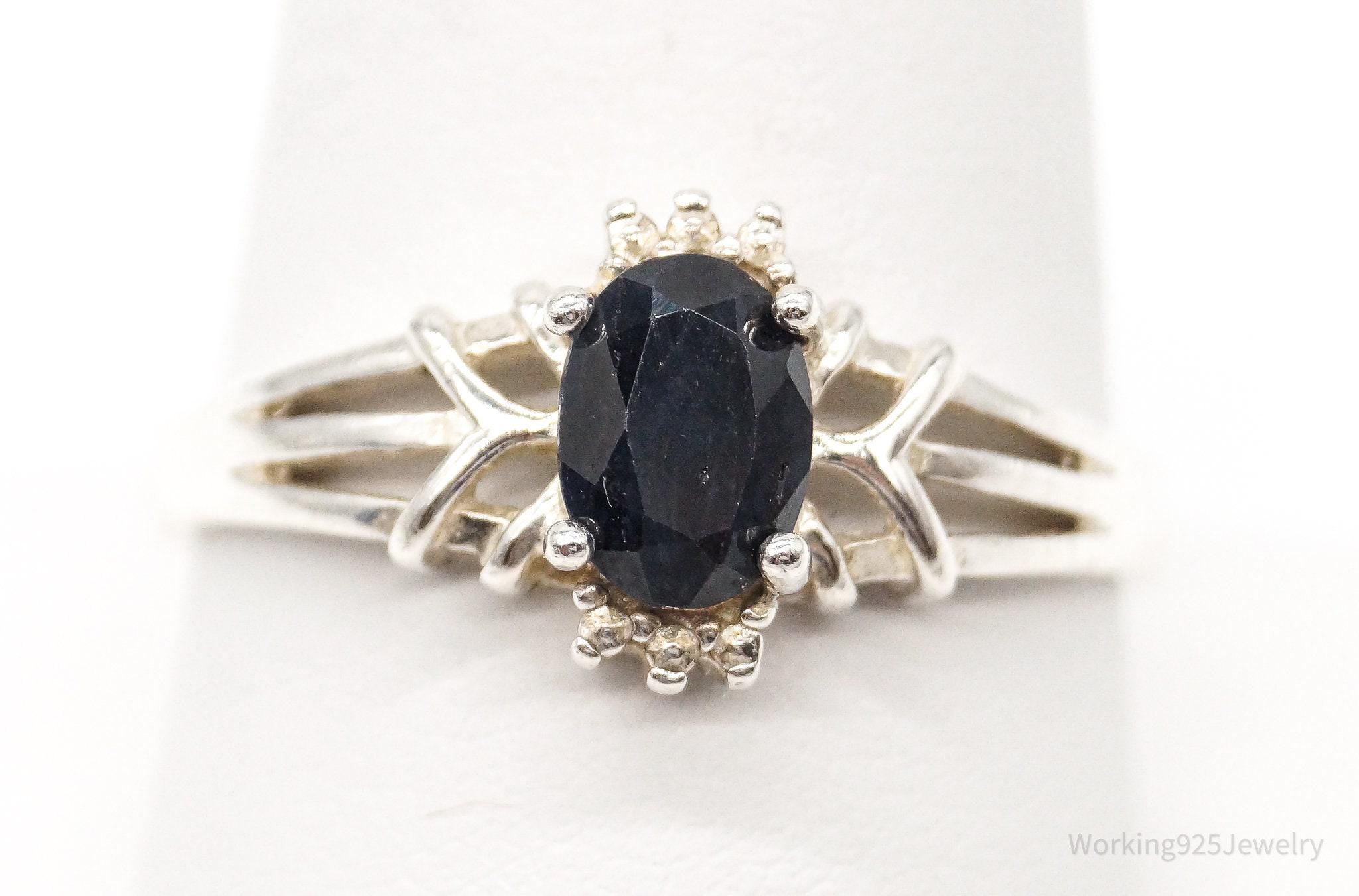 Vintage NV Sapphire Sterling Silver Ring Size 10 - Etsy