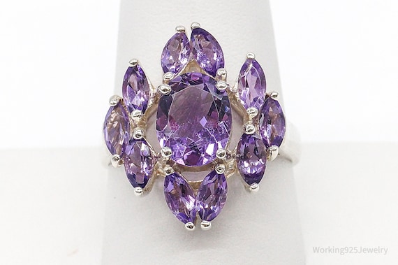 Large Amethyst Sterling Silver Ring - Size 9.75 - image 2