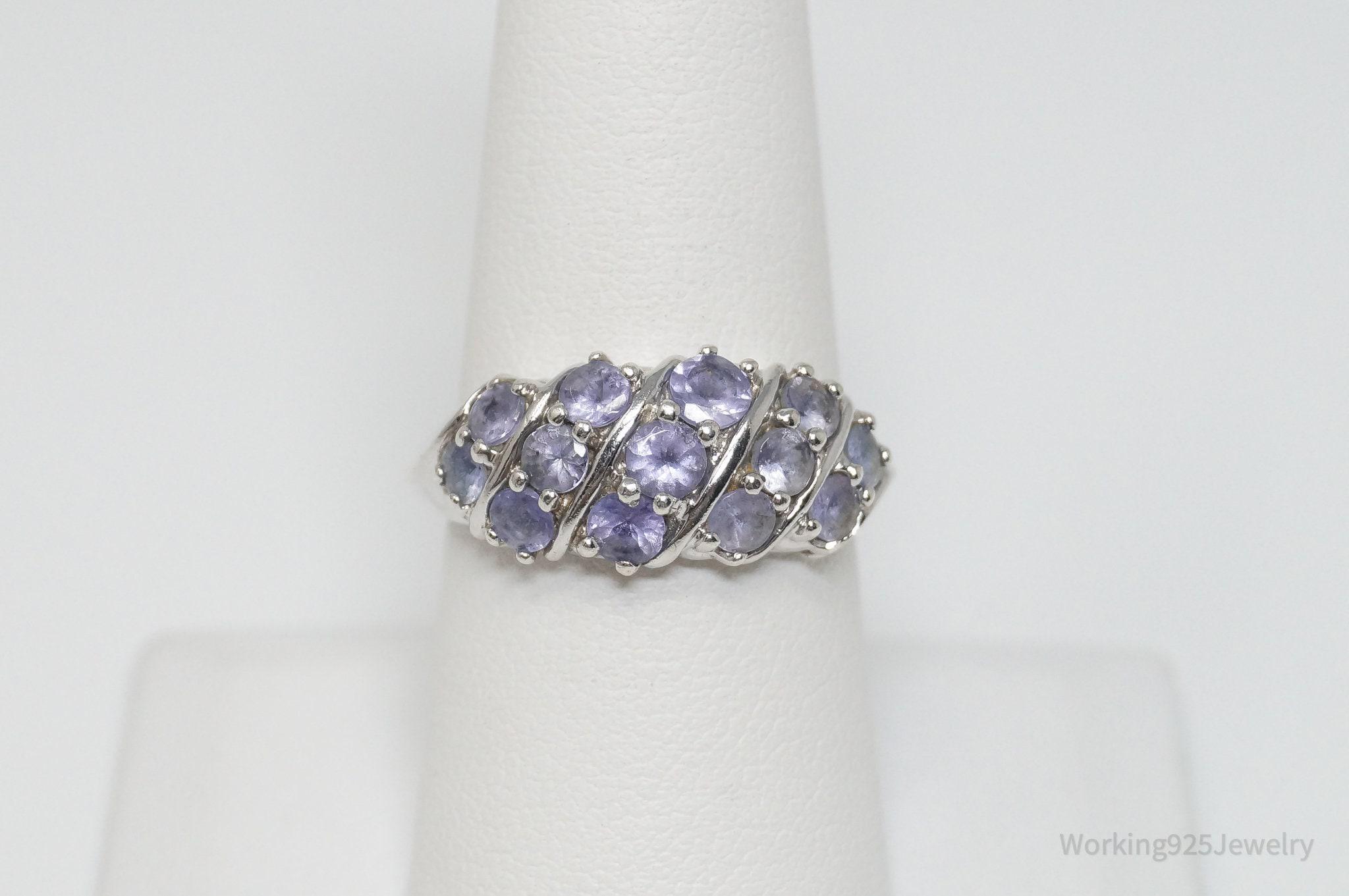Vintage Designer JS Art Deco Amethyst Sterling Silver Ring