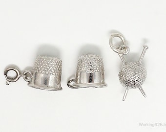 Vintage Sewing Knitting Crocheting Hobby Sterling Silver Charms Lot