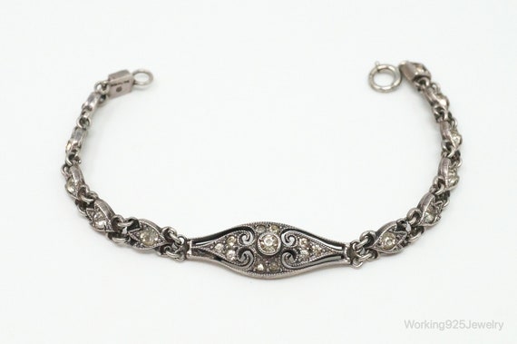 RARE Antique Art Deco Designer Rhinestone Sterlin… - image 3