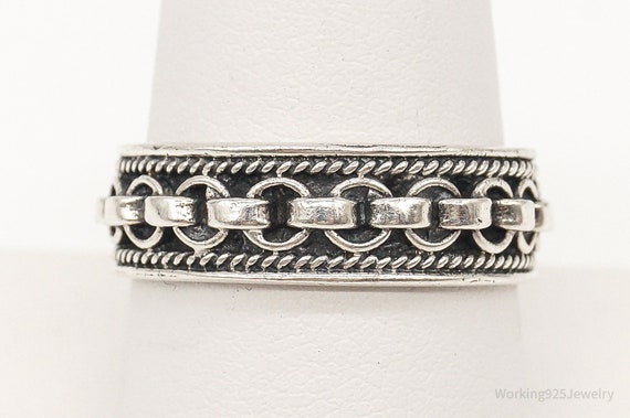 Vintage Chain Link Modern Sterling Silver Ring - … - image 3