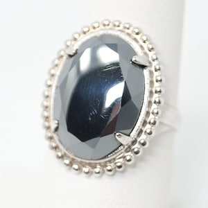 Antique Designer Uncas MFG Co Hematite Sterling Silver Ring - Sz 7.5