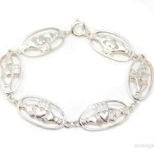 Vintage Claddagh-uitgesneden sterlingzilveren armband