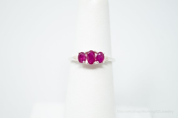 Vintage Art Deco Style Red Ruby Sterling Silver S… - image 2