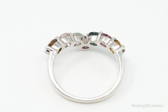Vintage Multi Gemstone Sterling Silver Ring - Siz… - image 5