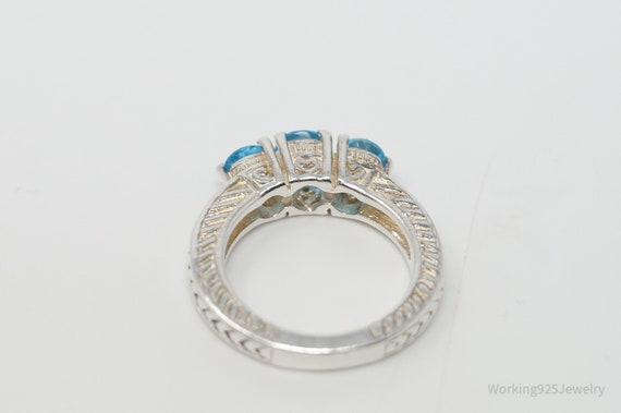 Vintage Blue Topaz Sterling Silver Ring - SZ 8 - image 6