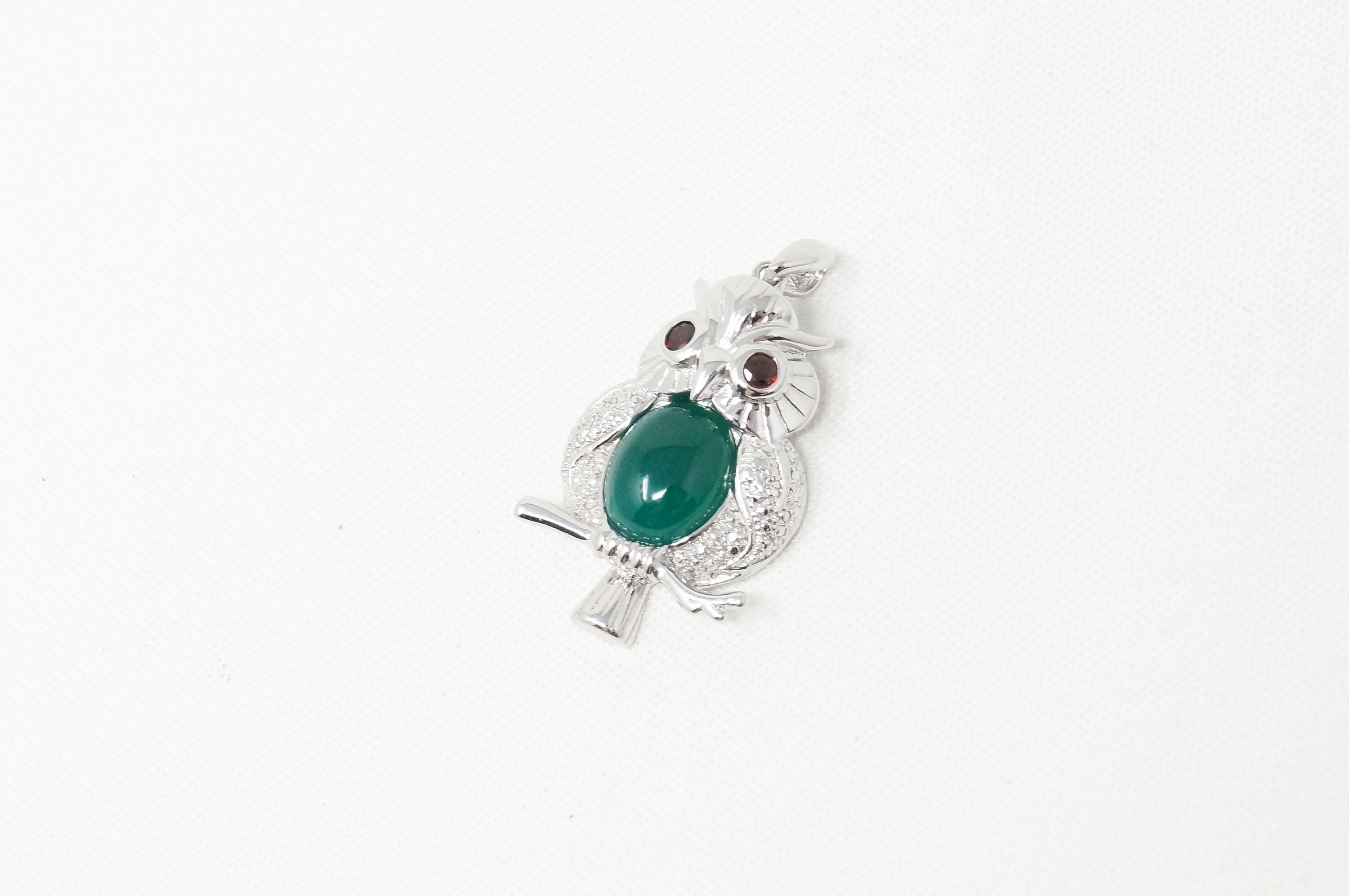 Vintage Green Chalcedony Garnet Wise Owl Sterling Silver - Etsy