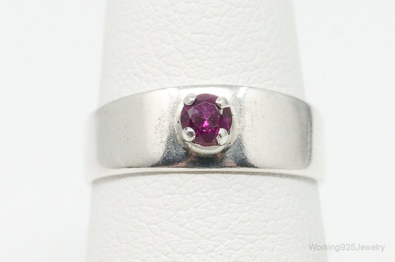 Vintage Lab Ruby Sterling Silver Ring - Size 5.5 - image 2