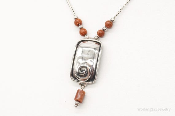 Designer Silpada Goldstone Hammered Sterling Silv… - image 3