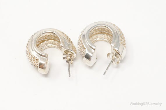 Designer Espo Sig Mesh Hoop Sterling Silver Earri… - image 8