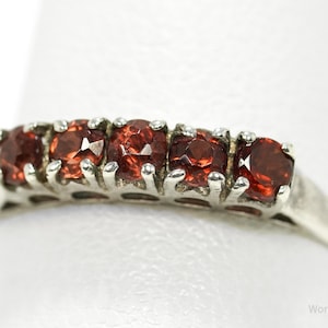 Vintage Garnet Sterling Silver Ring - Size 7.25