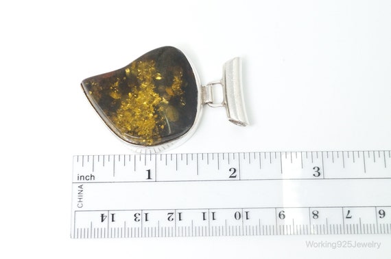 Large Vintage Amber Modernist Sterling Silver Nec… - image 7