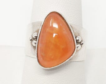 VTG Designer Desert Rose Trading Orange Edelstein Sterling Silber Ring - 10
