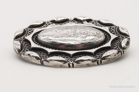 Antique Art Nouveau Silver Floral Pin Brooch - image 5