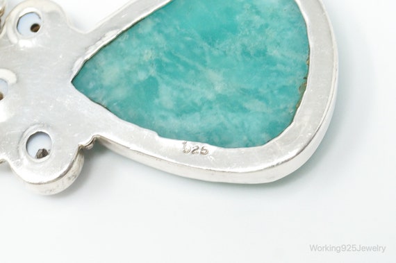 Vintage Amazonite Pearl Sterling Silver Necklace - image 8